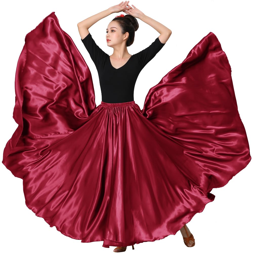 Womens Full Flowy Ankle Length Retro Long Maxi Tea Dance Skirt