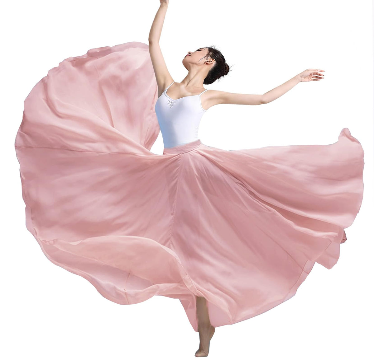 Women's Lyrical Dance Skirt Gradient Color Chiffon Long Swing Sheer Wrap Skirts for Modern Ballet Performance