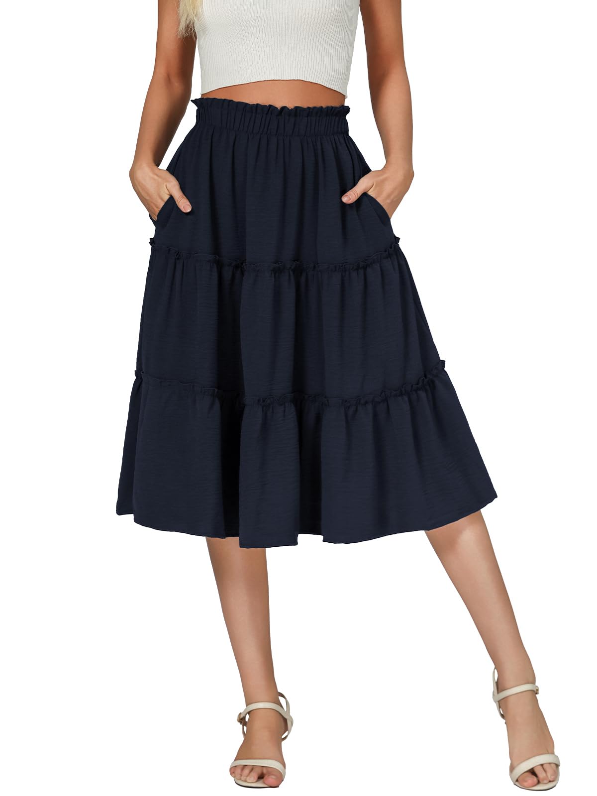 Berydress Midi Skirts for Women 2026 High Waist Casual Summer Boho Skirt