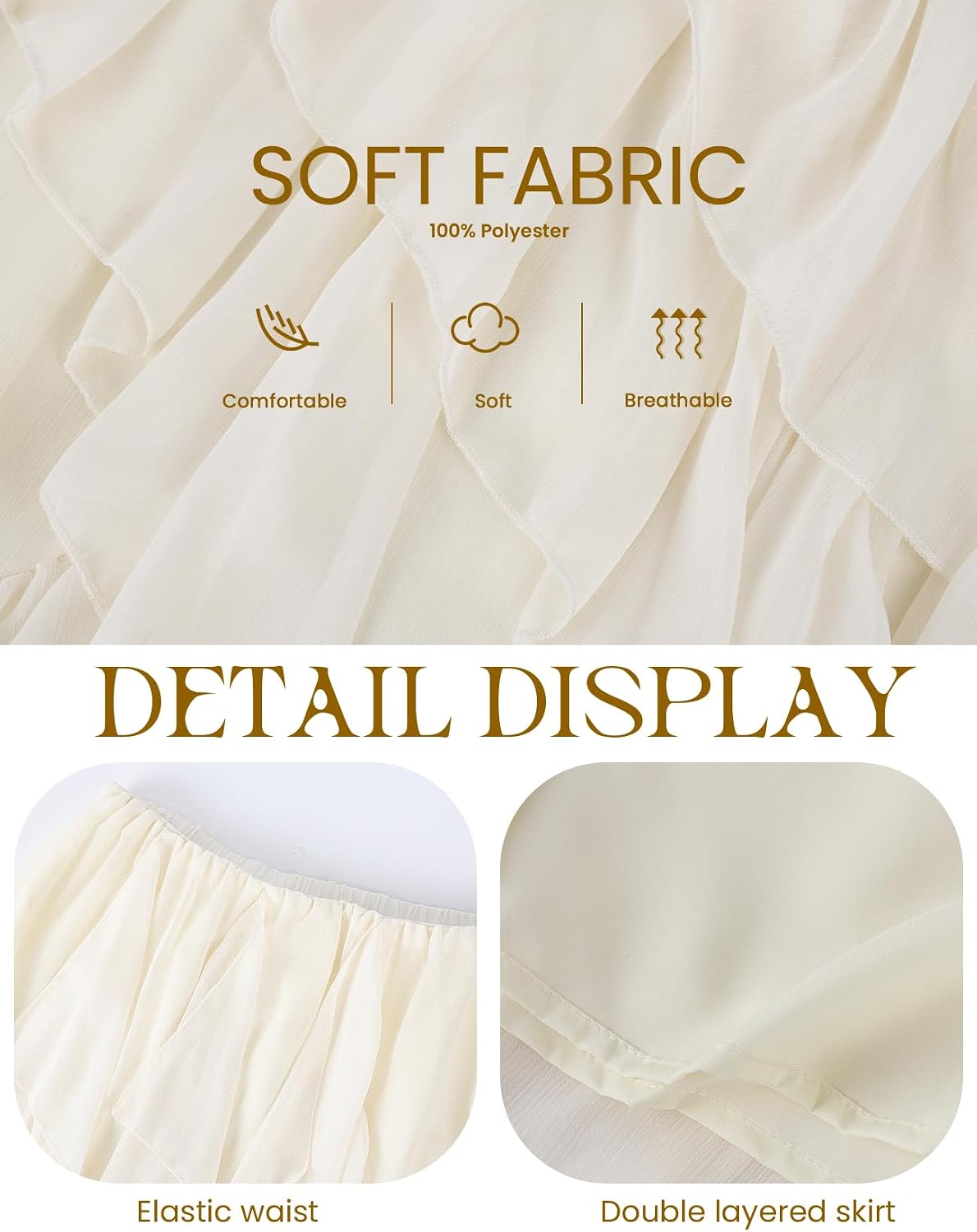 Women's Ruffle Maxi Skirt Long Flowy Layered Skirts Tiered Trendy Skirt