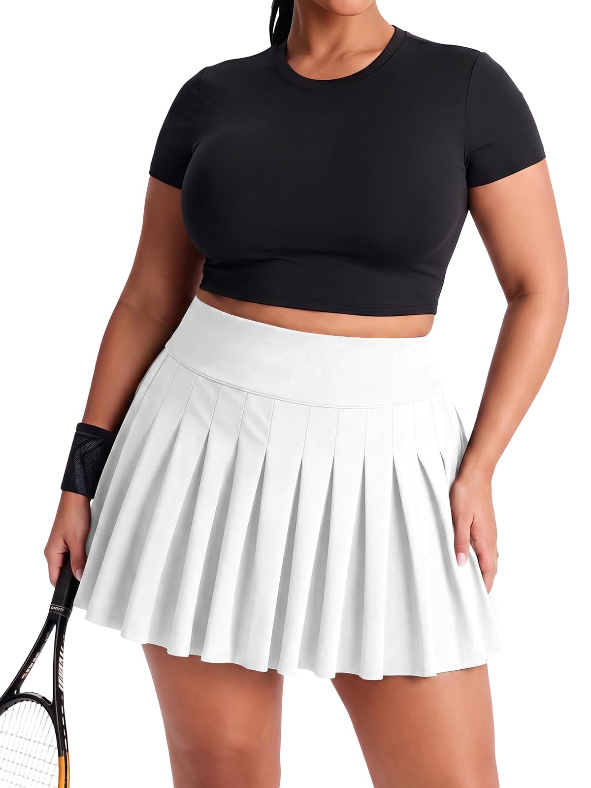 Moon Wood Women's Plus Size Pleated Tennis Skirt with Shorts High Waisted Lightweight Athletic Golf Skorts Workout Skirts