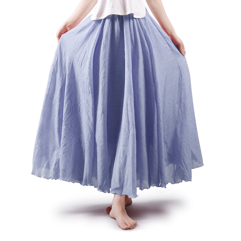 OCHENTA Boho Cotton Maxi Skirts Flowy Long A Line Skirt for Women S-L&Girls