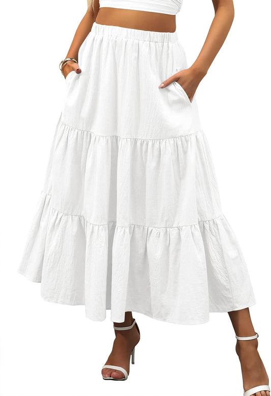 ANRABESS Women’s Summer Flowy Maxi Skirts with Pockets