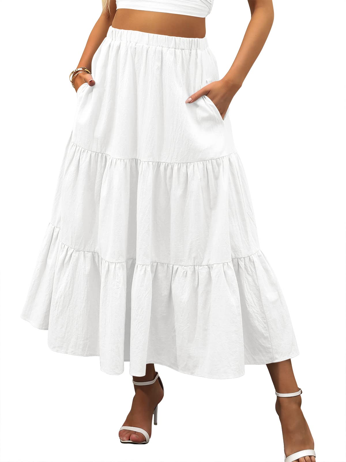 ANRABESS Women’s Summer Flowy Maxi Skirts with Pockets