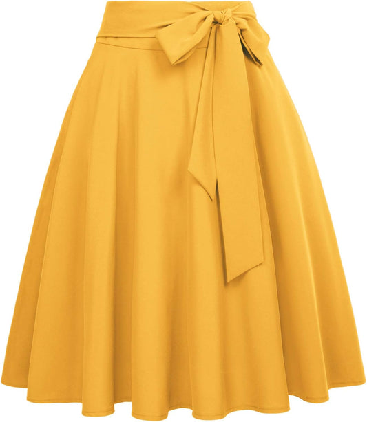 Belle Poque Women High Waisted A Line Skirt with Pockets