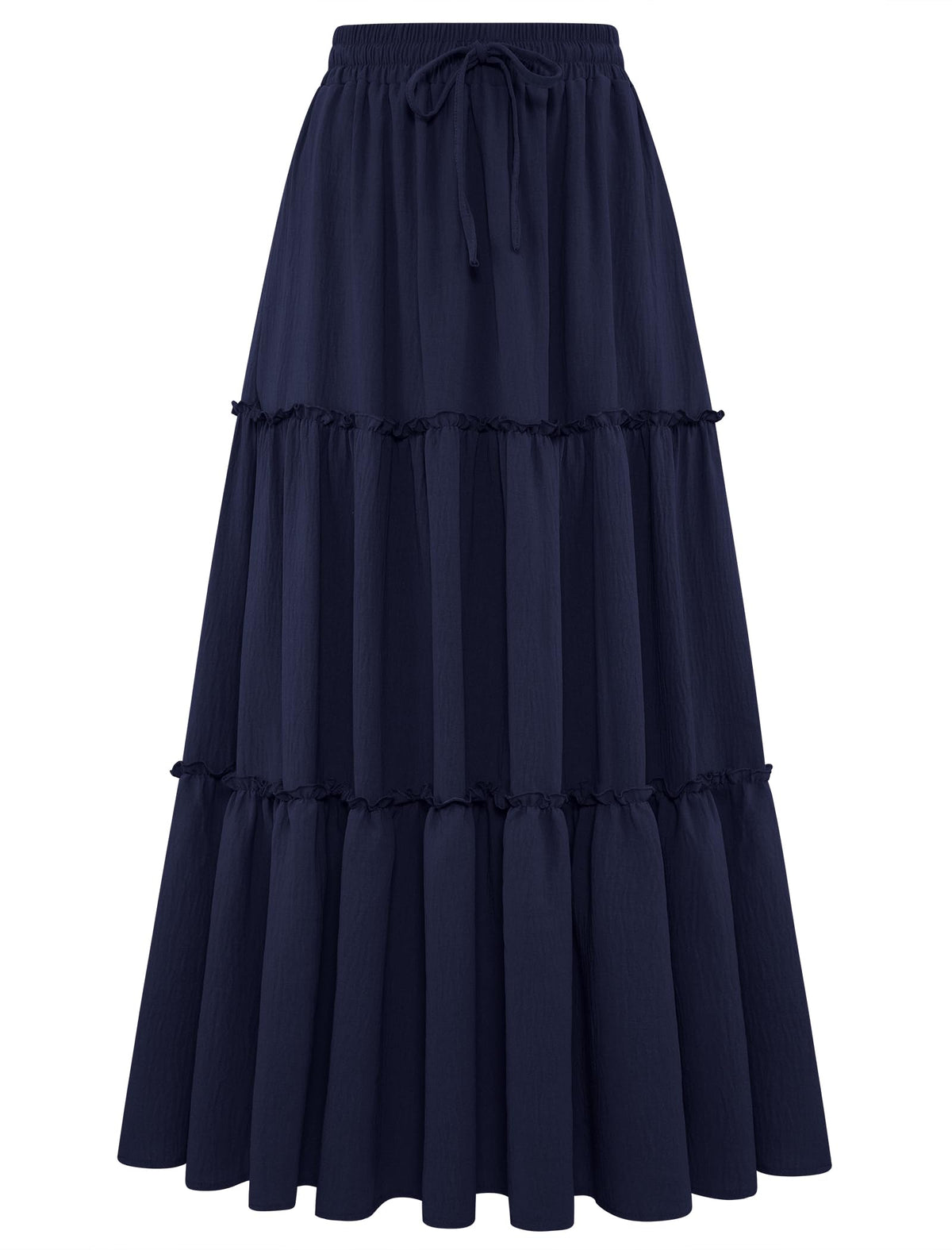 Arolina Women's Summer Maxi Skirt Trendy High Waist Pleated Ruffle Long Skirts Flowy Beach Boho Skirt Dress with Pockets