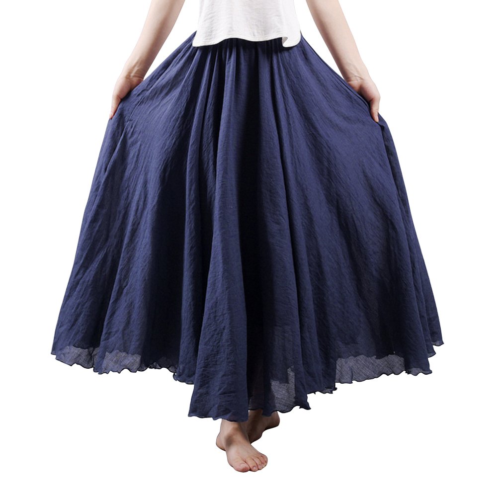 OCHENTA Boho Cotton Maxi Skirts Flowy Long A Line Skirt for Women S-L&Girls