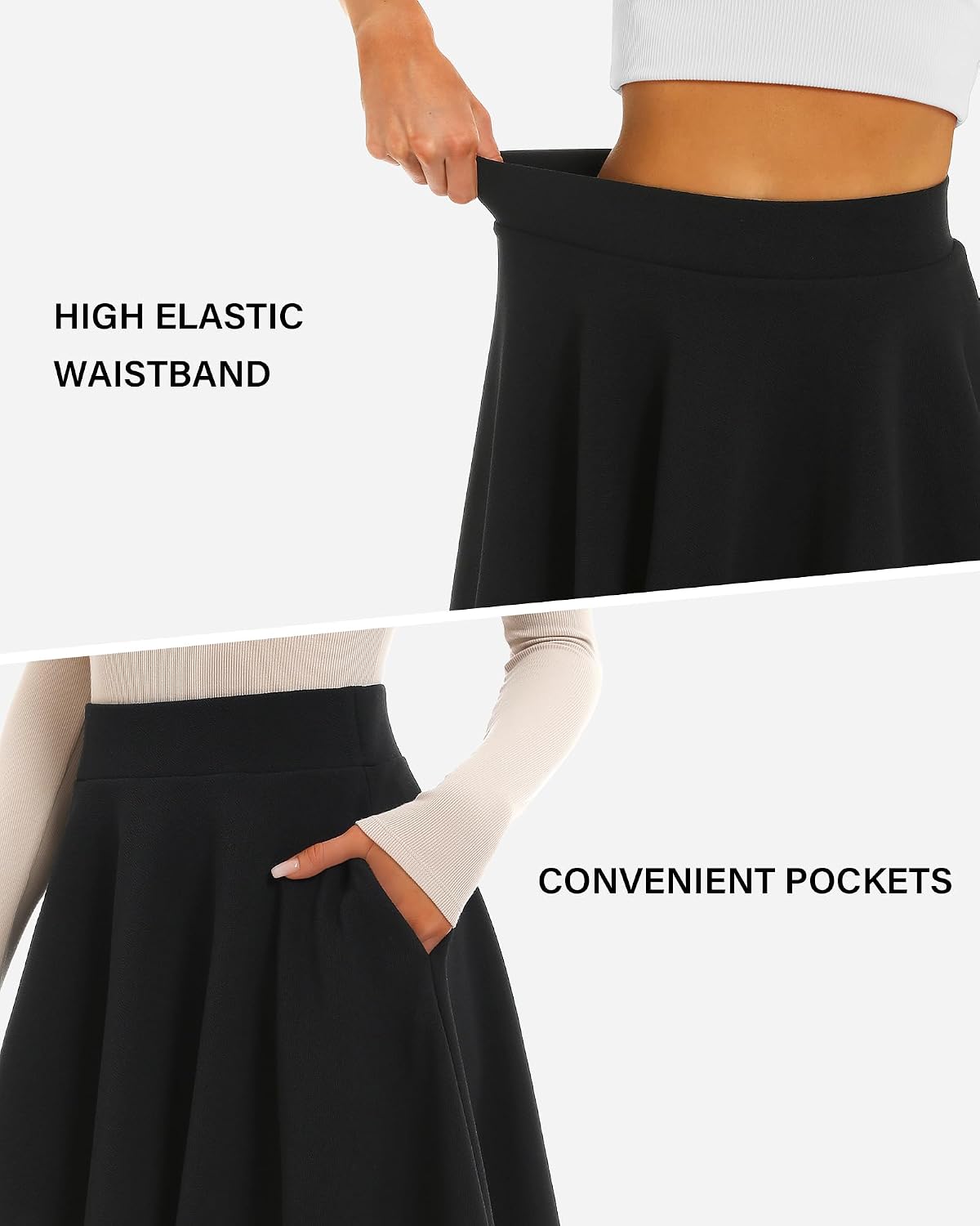 Stelle Women’s Knee Length Flared Skirt for Casual Office Travel Wear