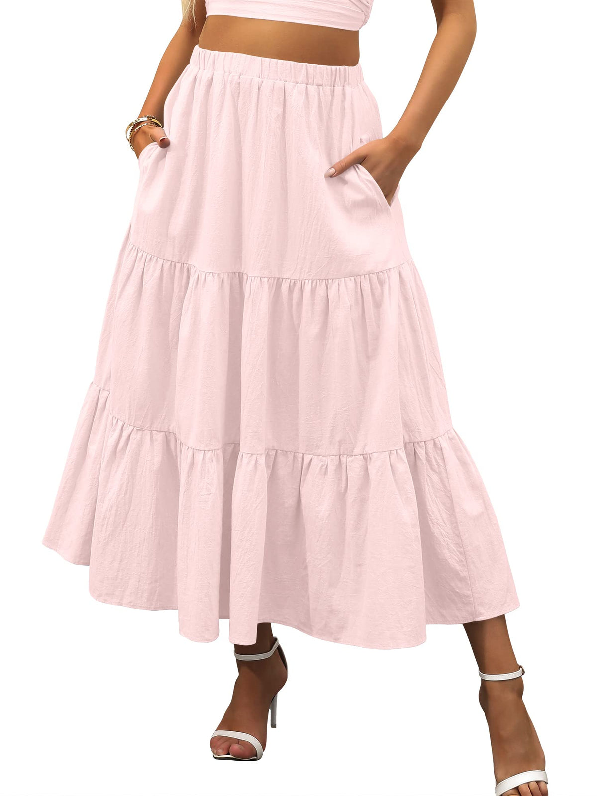 ANRABESS Women’s Summer Flowy Maxi Skirts with Pockets