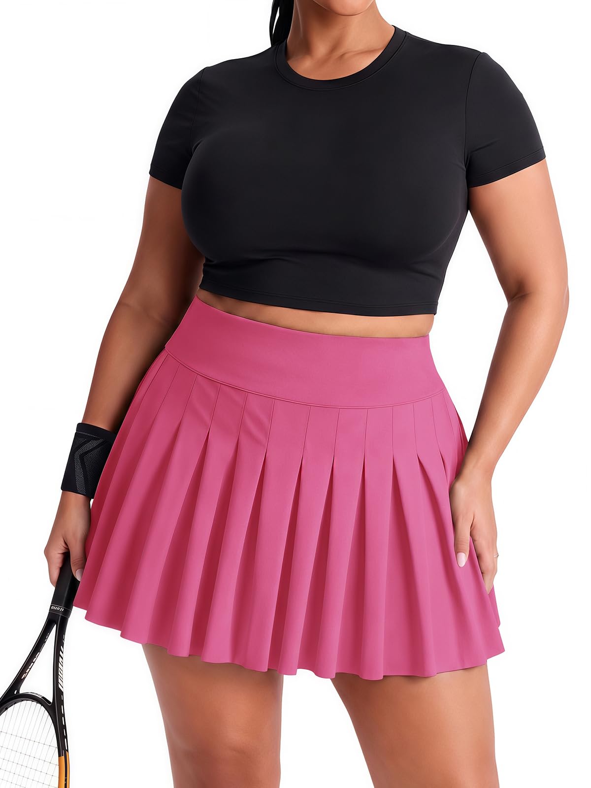 Moon Wood Women's Plus Size Pleated Tennis Skirt with Shorts High Waisted Lightweight Athletic Golf Skorts Workout Skirts