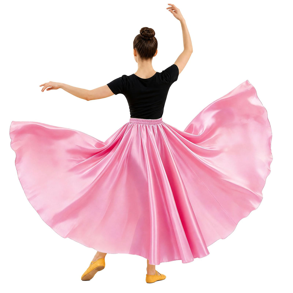 Womens Satin Long Maxi Dance Skirt with 360 & 540 Degrees for Performance Daily Wear