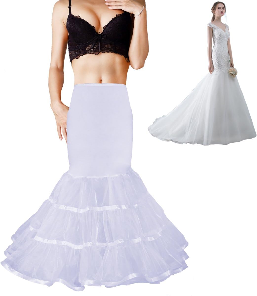 Women Mermaid Petticoat Fishtail Underskirt Trumpet Crinoline for Mermaid Wedding Dress
