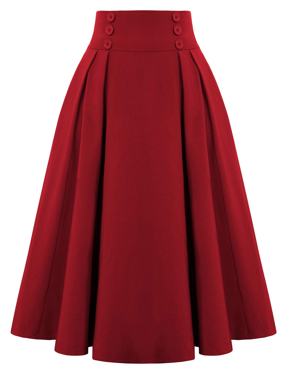 Belle Poque Women's Midi Pleated A-Line Skirts Pockets
