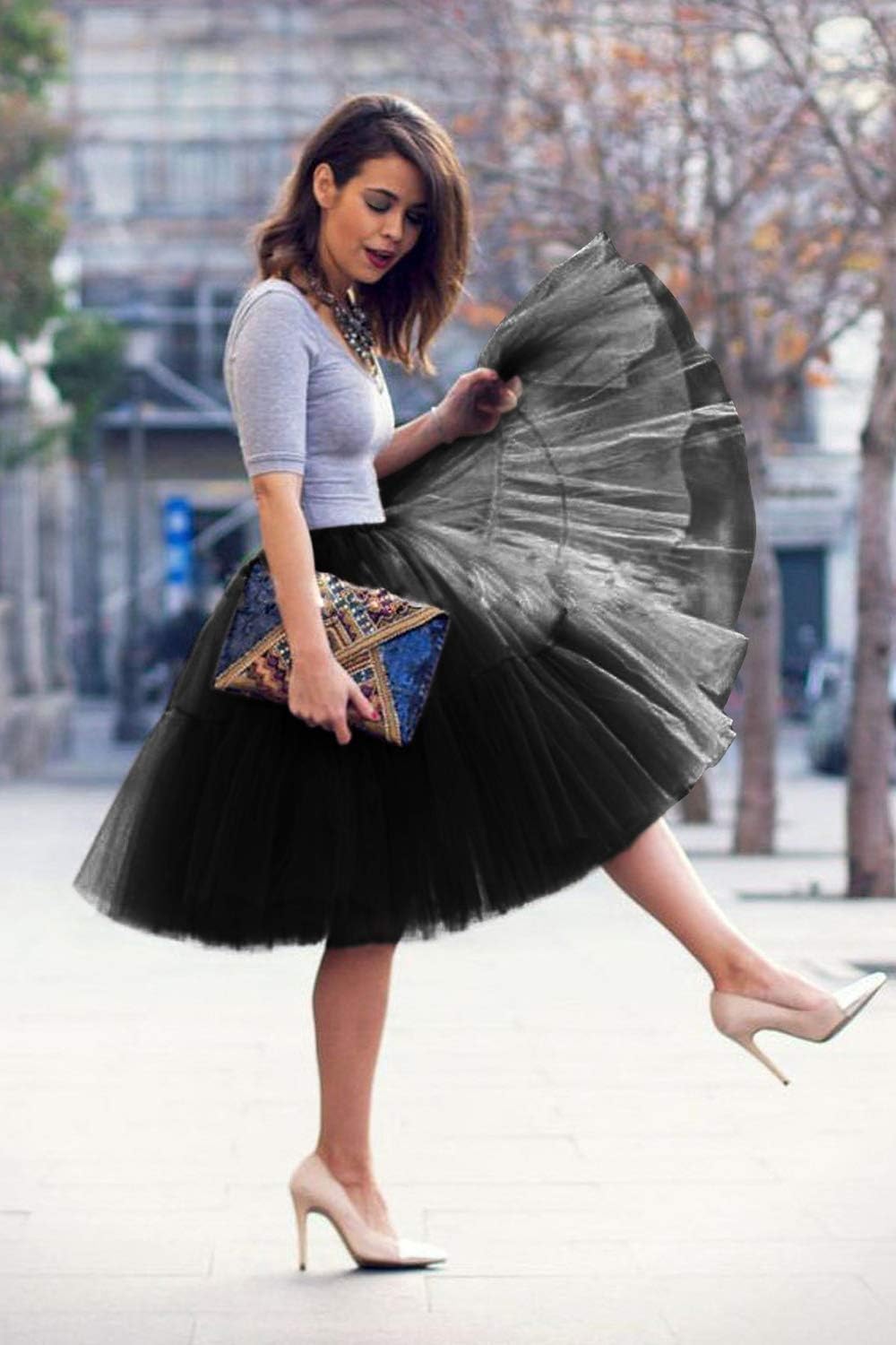 BABYONLINE D.R.E.S.S. Women Tutu Skirt Knee Tulle Skirt Petticoat Skirts Crinoline Rockabilly Tutu Skirts Slip