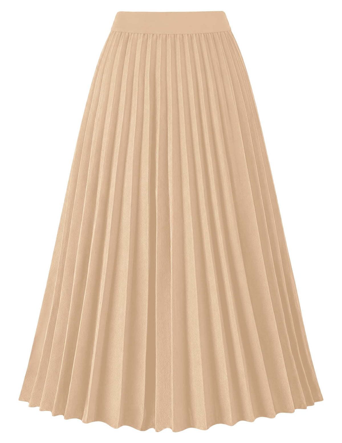 Pleated Midi Skirts for Women High Waist Knee Length Skirt