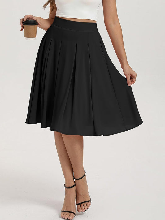 Belle Poque Women Pleated A Line Skirt Below Knee Length