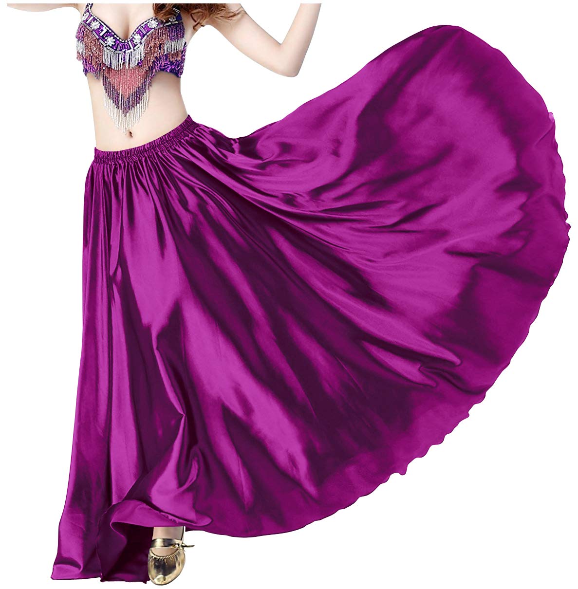 Indian Trendy Women's Satin Full Circle Swing Halloween Belly Dance Tribal Skirt
