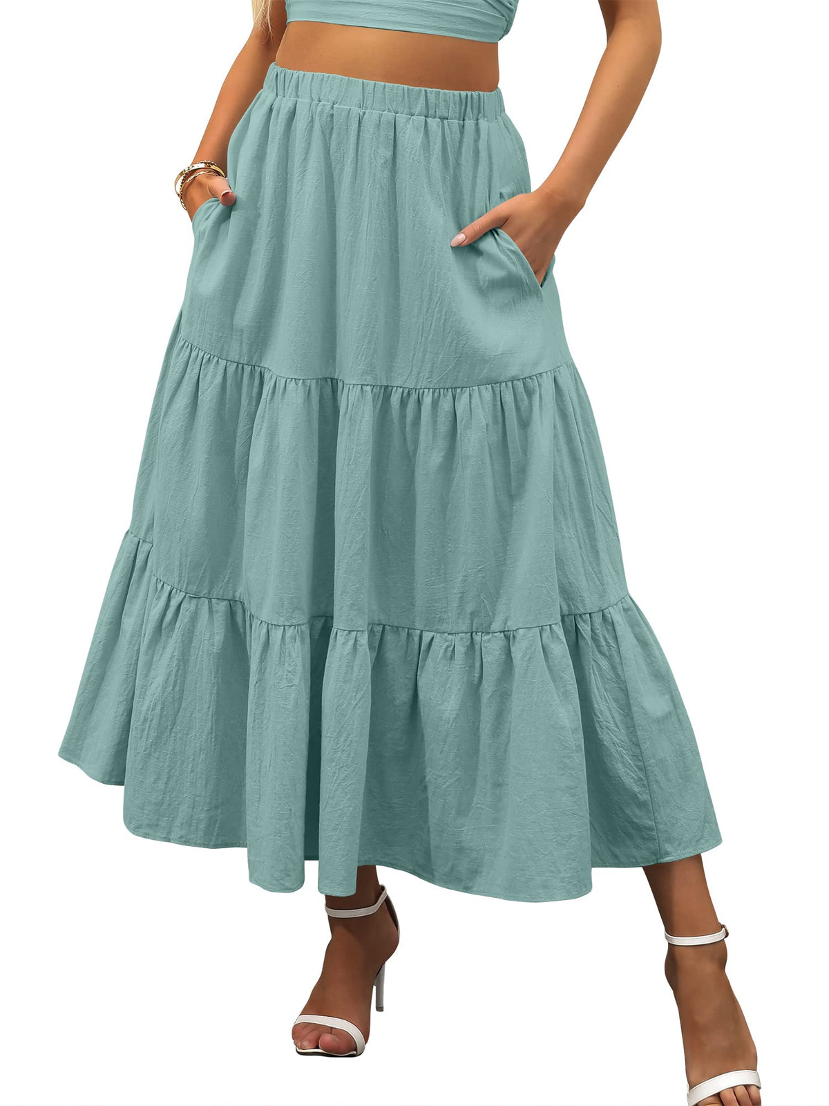 ANRABESS Women’s Summer Flowy Maxi Skirts with Pockets