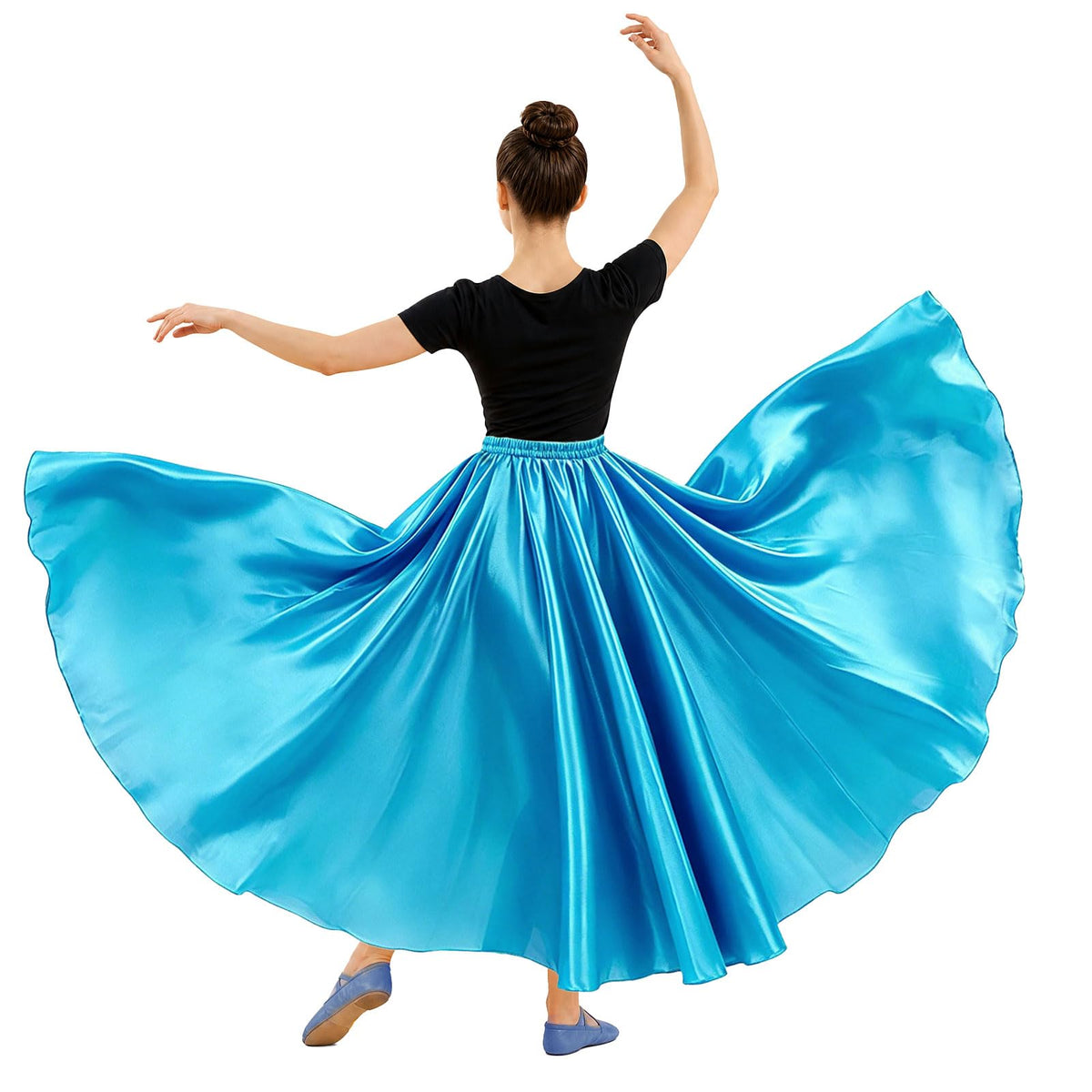 Womens Satin Long Maxi Dance Skirt with 360 & 540 Degrees for Performance Daily Wear