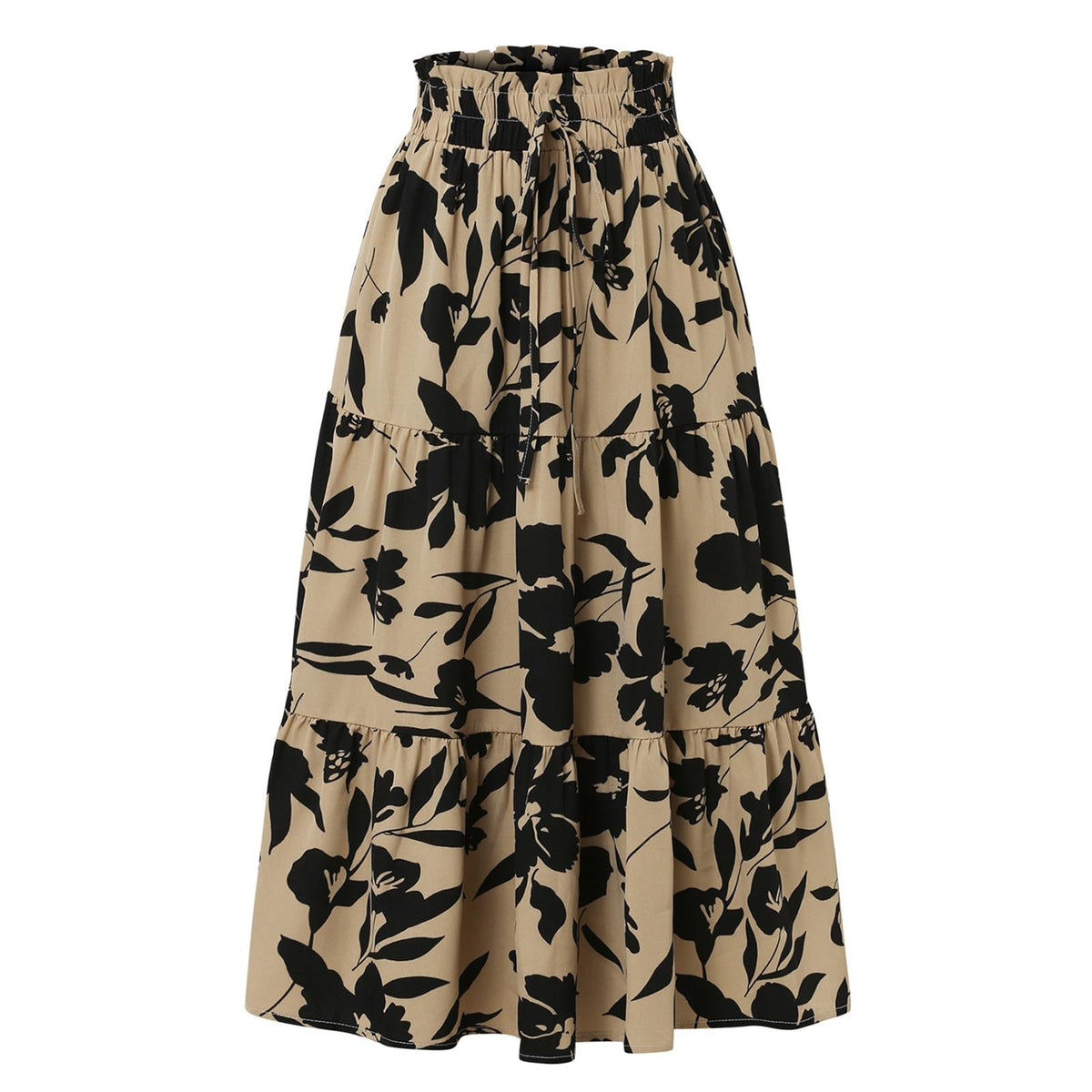 Boho Long Skirts for Women Summer Flowy Pleated A Line Floral Maxi Skirt Y2k Comfy Tiered Elastic High Waisted Skirts