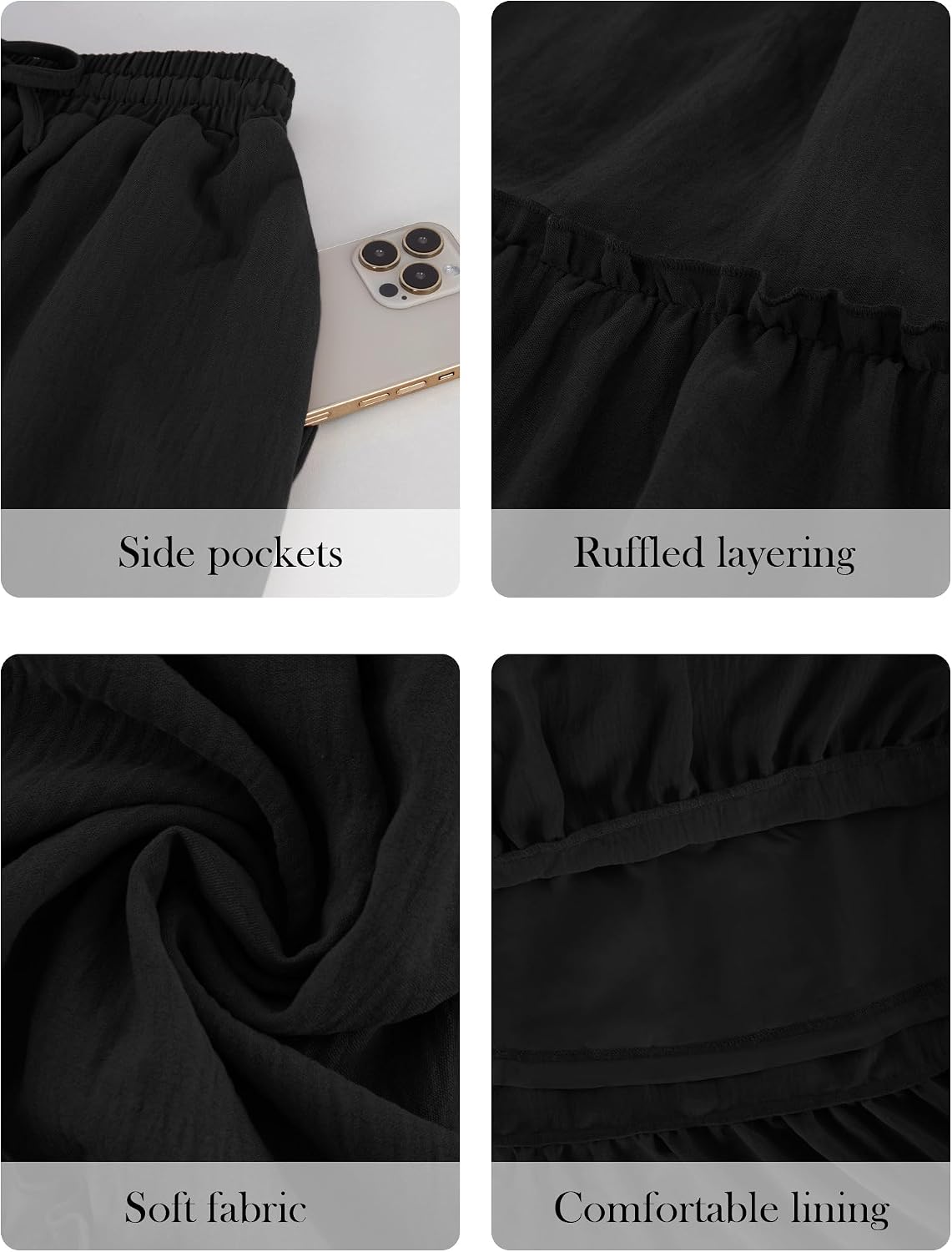Arolina Women's Summer Maxi Skirt Trendy High Waist Pleated Ruffle Long Skirts Flowy Beach Boho Skirt Dress with Pockets