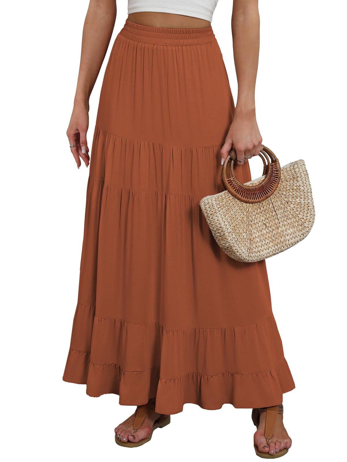 ANRABESS Women’s Summer Flowy Maxi Skirts with Pockets