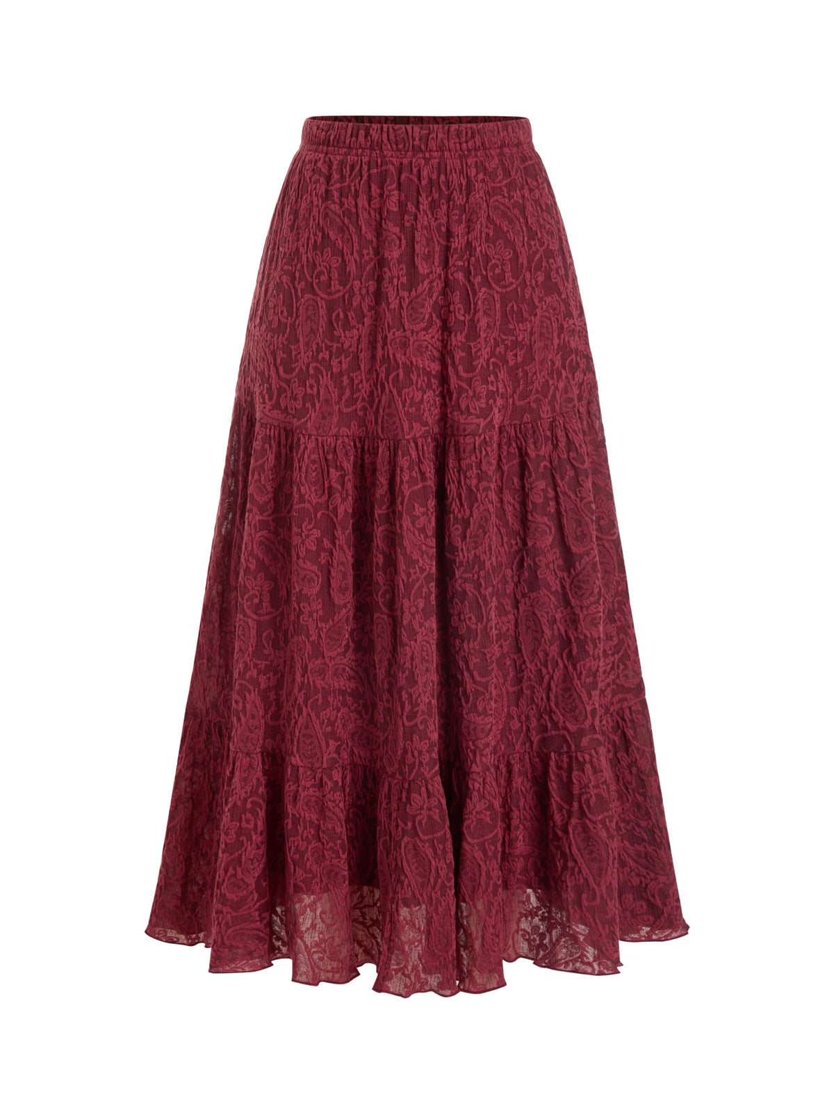 CIDER Long Tiered Mesh Lace Skirts Floral A Line Boho Skirt with Pockets