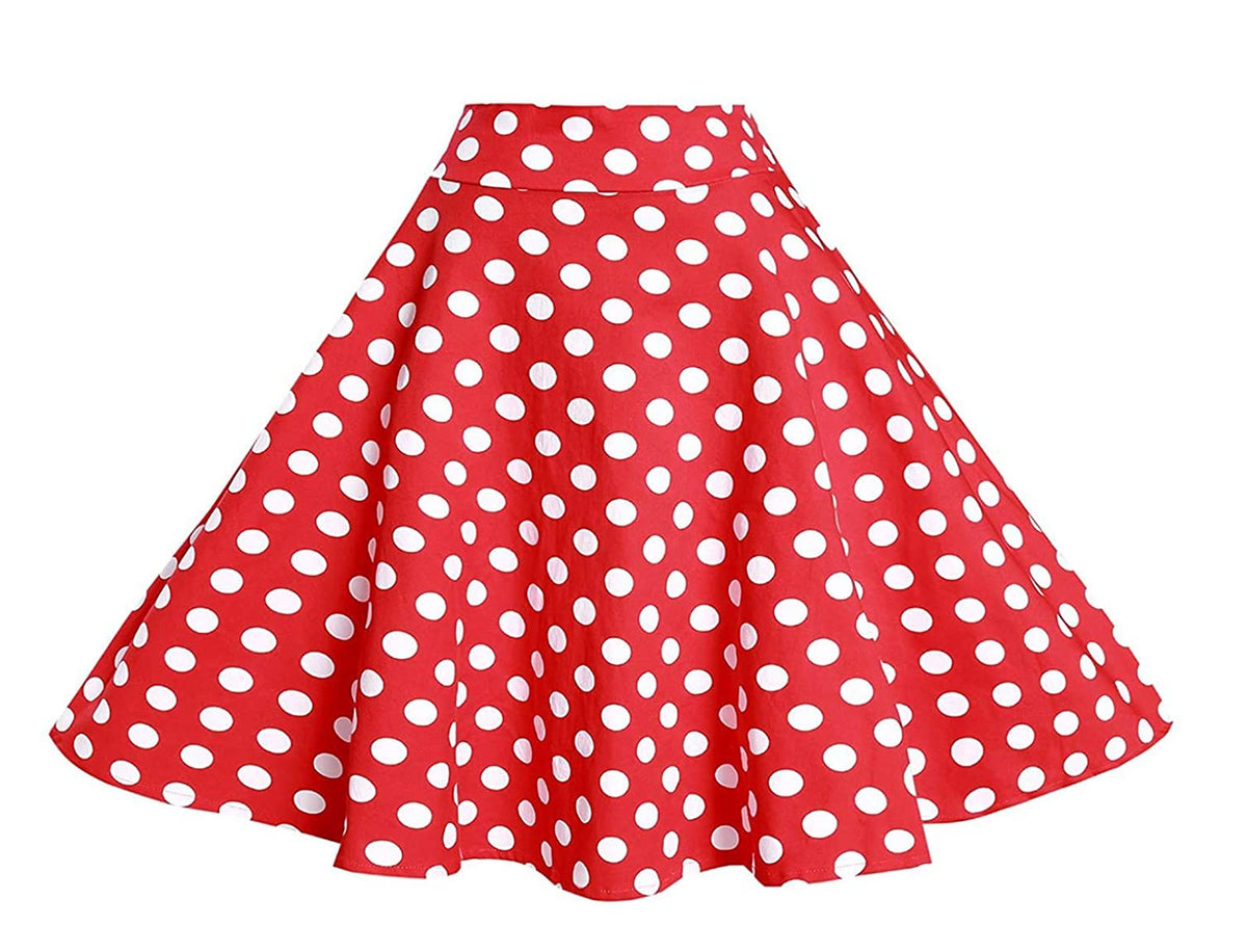 BI.TENCON Women Vintage Skirt Smock Waist Rockabilly Swing Casual Party Skirts