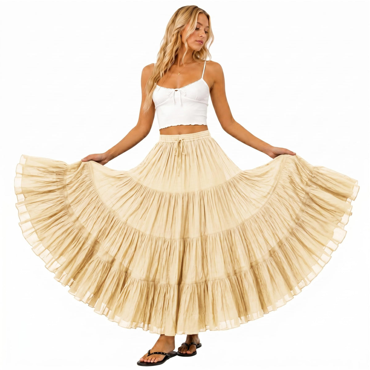 Women's 25 Yard Cotton Gypsy Skirt Boho Belly Dance Maxi Long Skirt