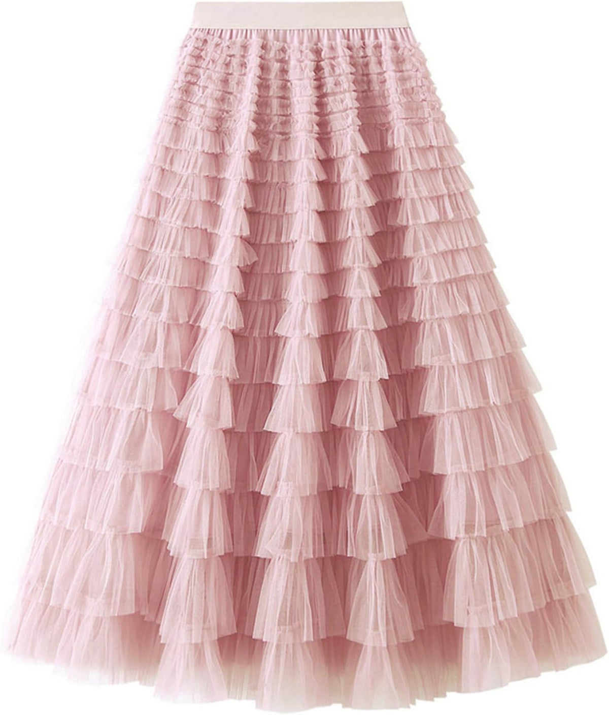 Flygo Women Long Maxi Tiered Tulle Skirts A Line Ruffle Layered Fairy Skirt