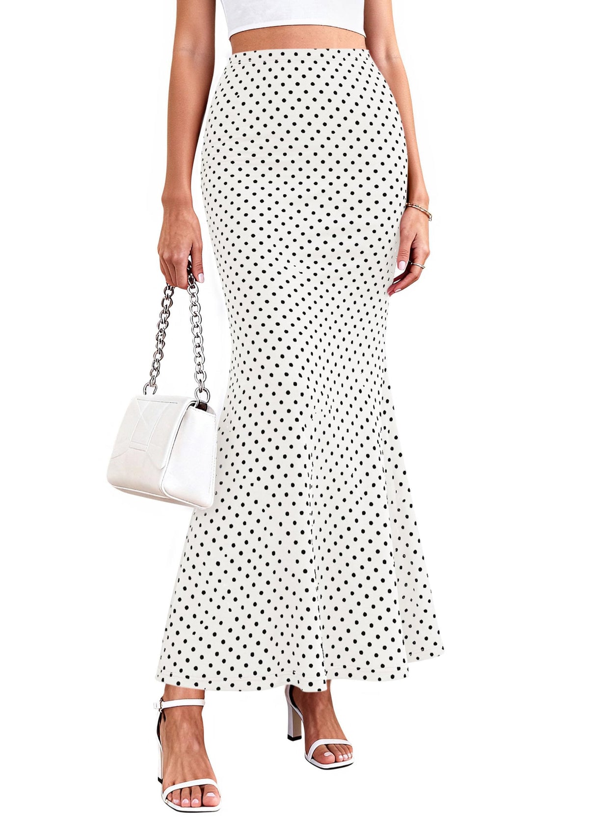 PRETTYGARDEN Women's Maxi Skirt 2026 Summer Flowy Polka Dot Floral High Waisted Mermaid Office Work Spring Long Slip Skirts