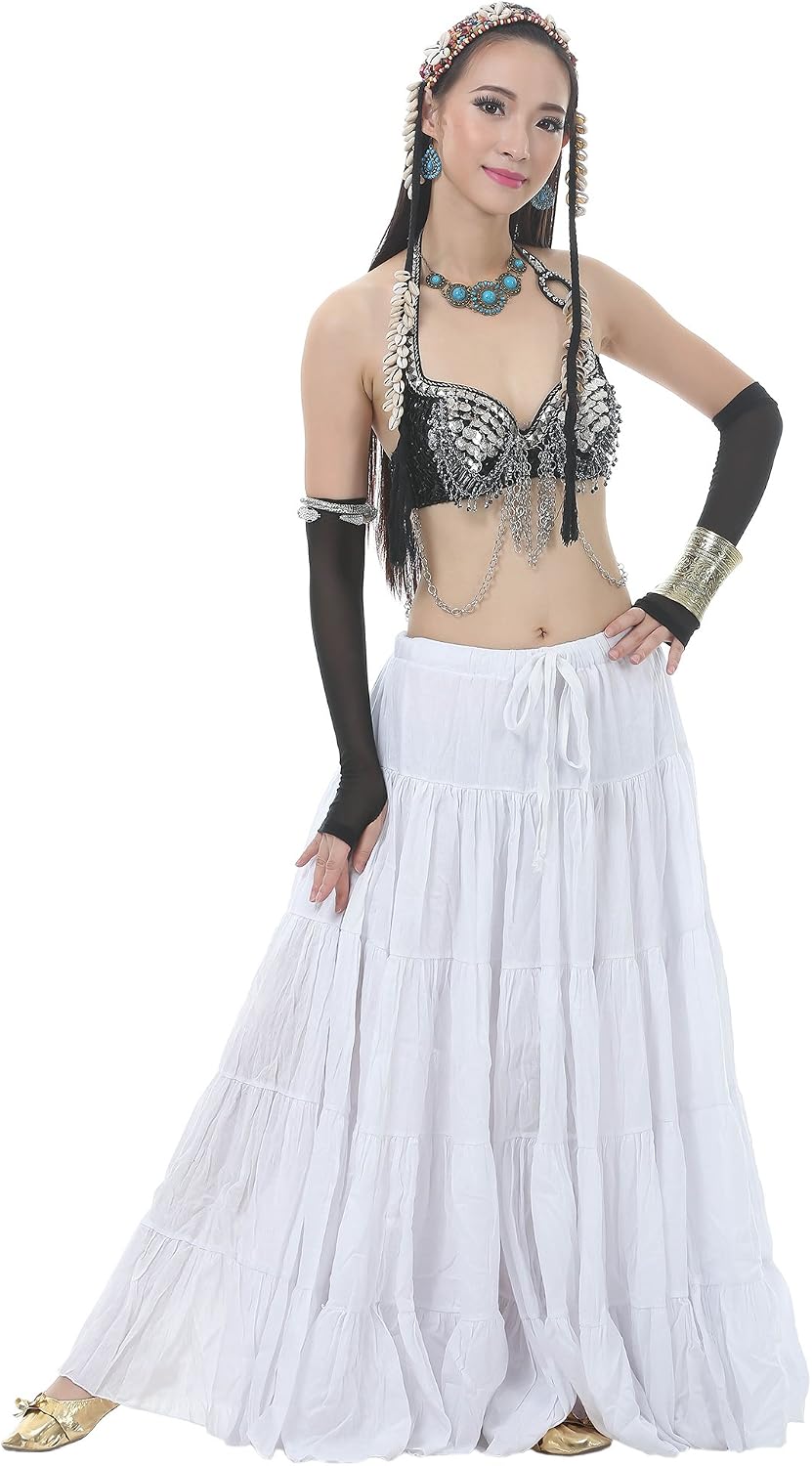 Astage Woman Belly Dance Full Circle Maxi Trible Skirts Linen Bohe Dress