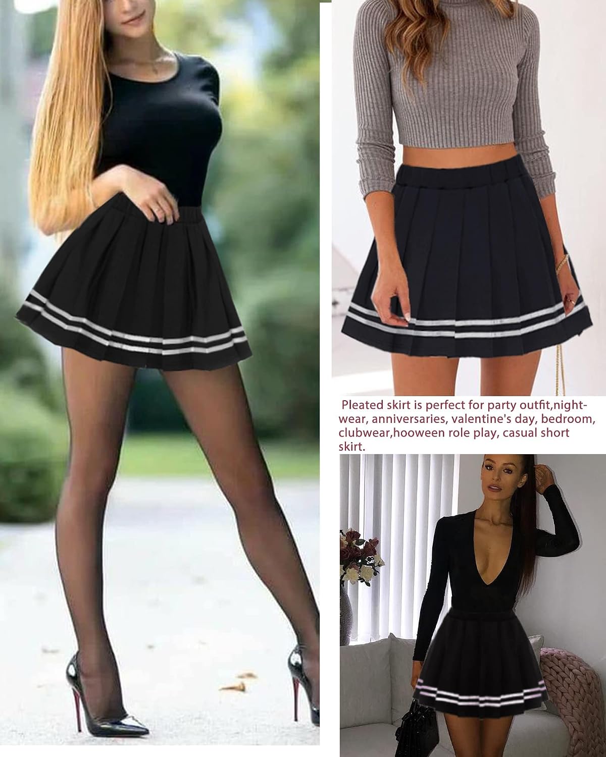 Avidlove Womens Pleated Skirt School Uniform Skirts Mini Cheer Skirt