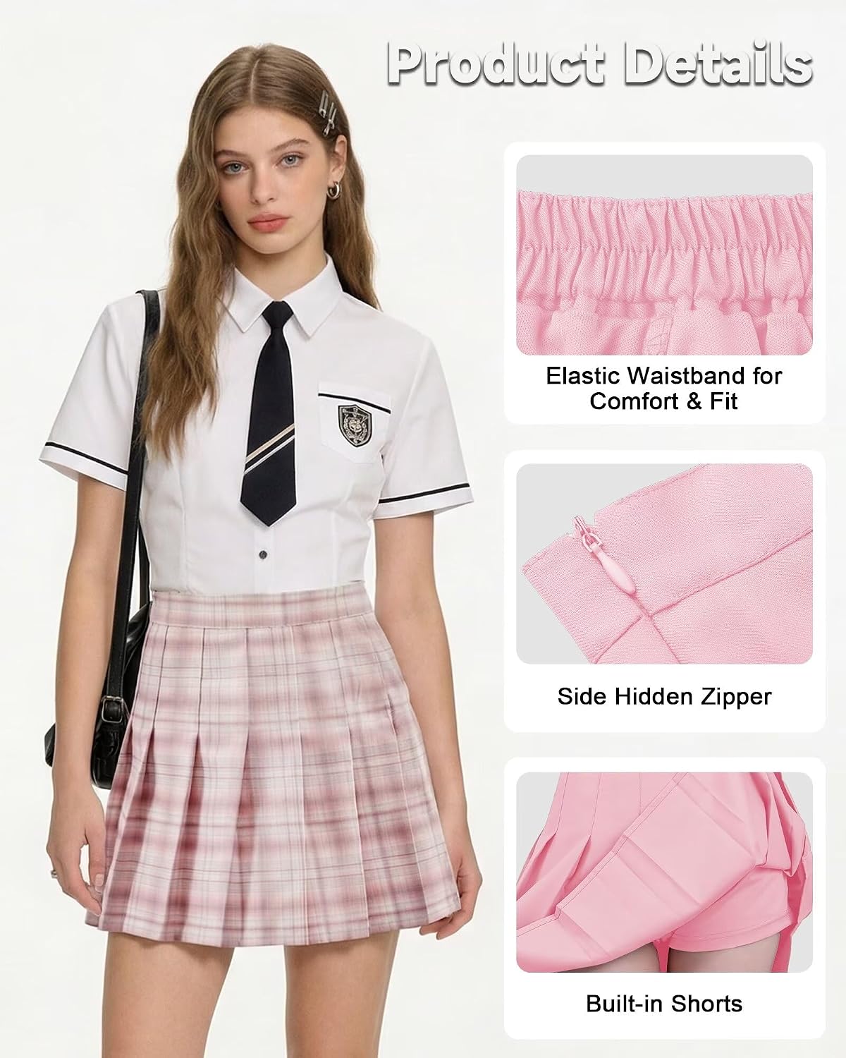 Pleated Skirts for Women High Waisted Tennis Skort Basic Casual Mini Skirt