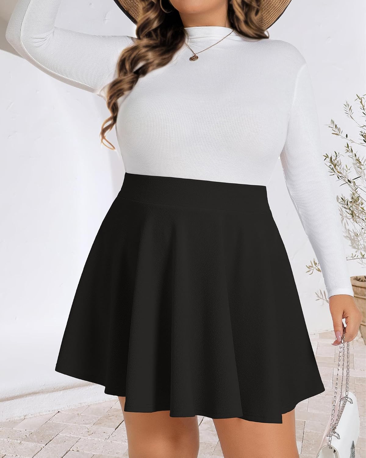 Plus Size Skirts for Women Summer Pleated Flowy High Waisted Short Skirt