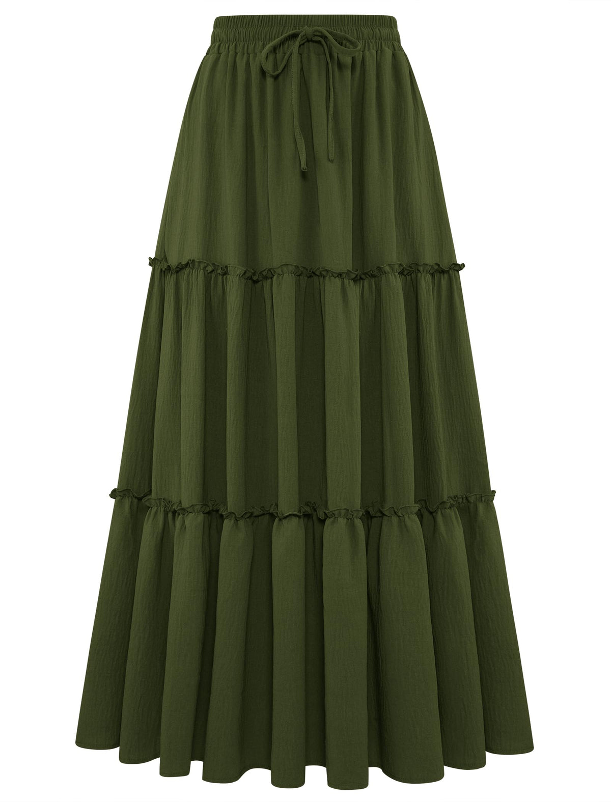 Arolina Women's Summer Maxi Skirt Trendy High Waist Pleated Ruffle Long Skirts Flowy Beach Boho Skirt Dress with Pockets