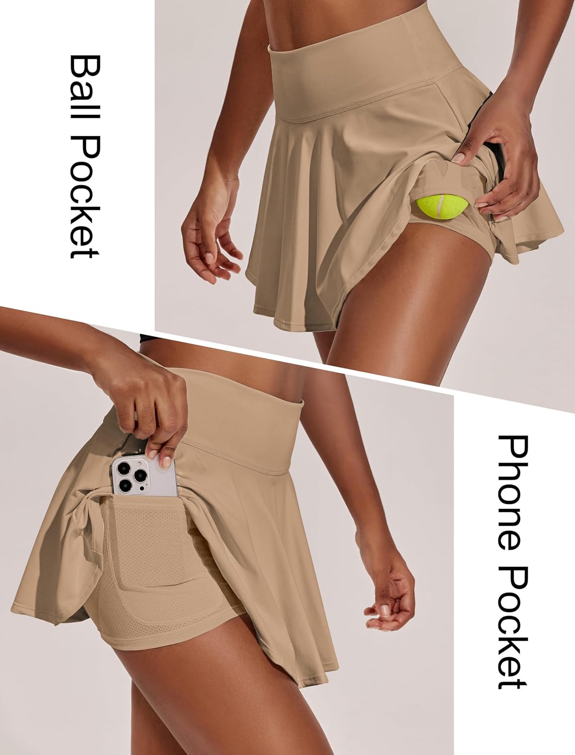 PINSPARK Womens Tennis Skirt 14" Pleated Athletic Golf Skorts with Pockets