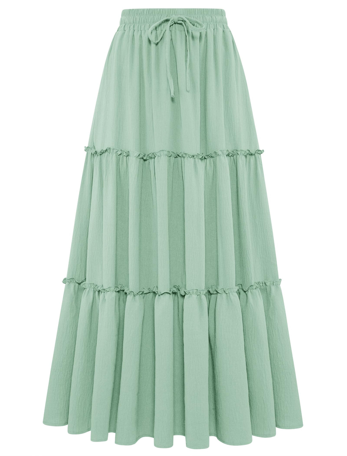 Arolina Women's Summer Maxi Skirt Trendy High Waist Pleated Ruffle Long Skirts Flowy Beach Boho Skirt Dress with Pockets