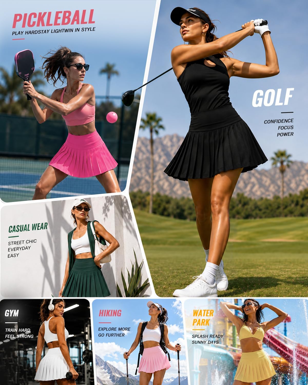 Pleated Tennis Skirt for Women Athletic Golf Skorts with Pockets Shorts