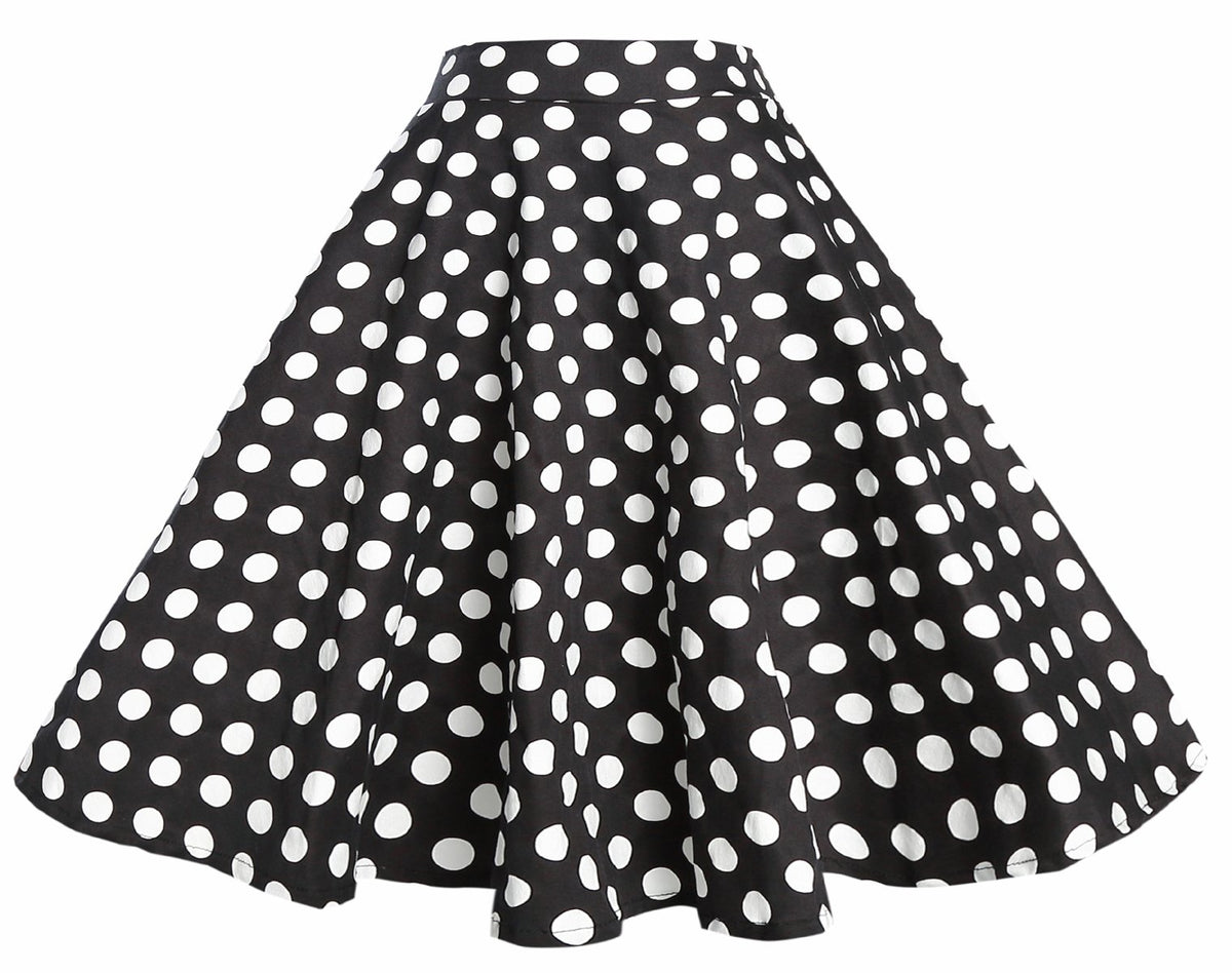 BI.TENCON Women Vintage Skirt Smock Waist Rockabilly Swing Casual Party Skirts