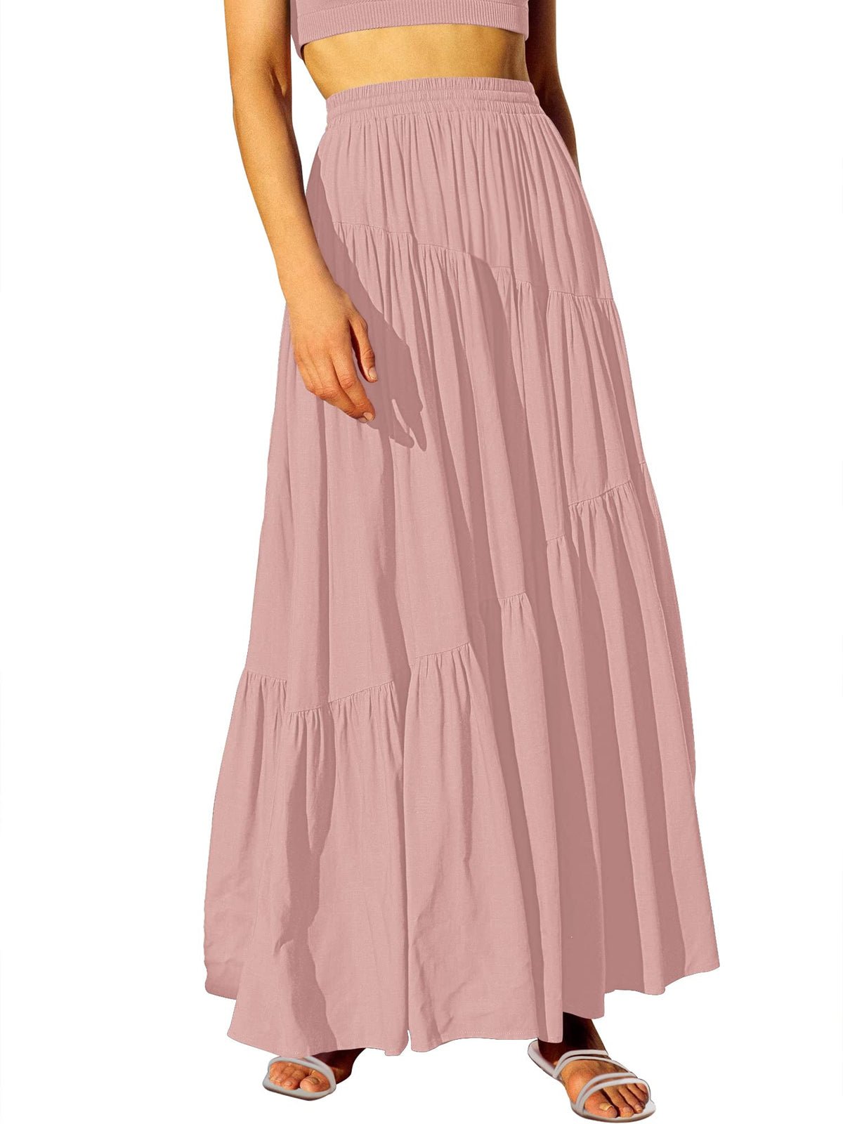 ANRABESS Women’s Summer Boho Flowy Maxi Skirts with Pockets