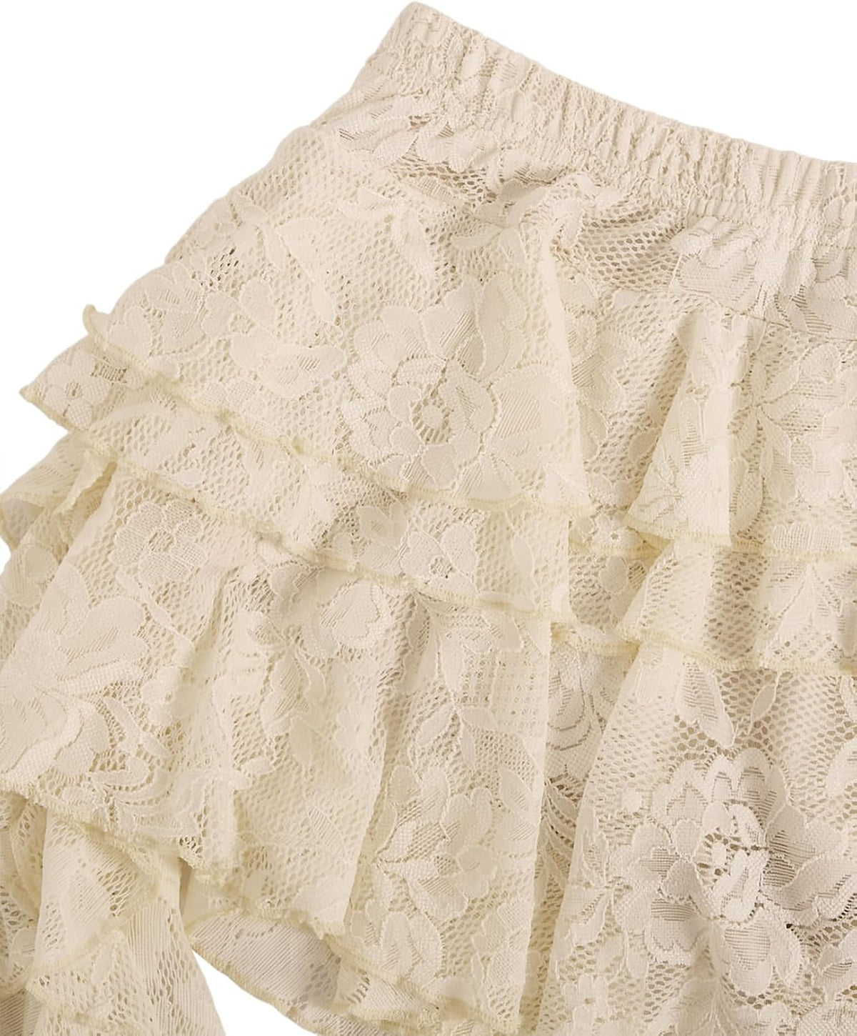 BEAUDRM Women's Y2k Boho Lace Ruffle Mini Skirt Asymmetrical Concert Outfit