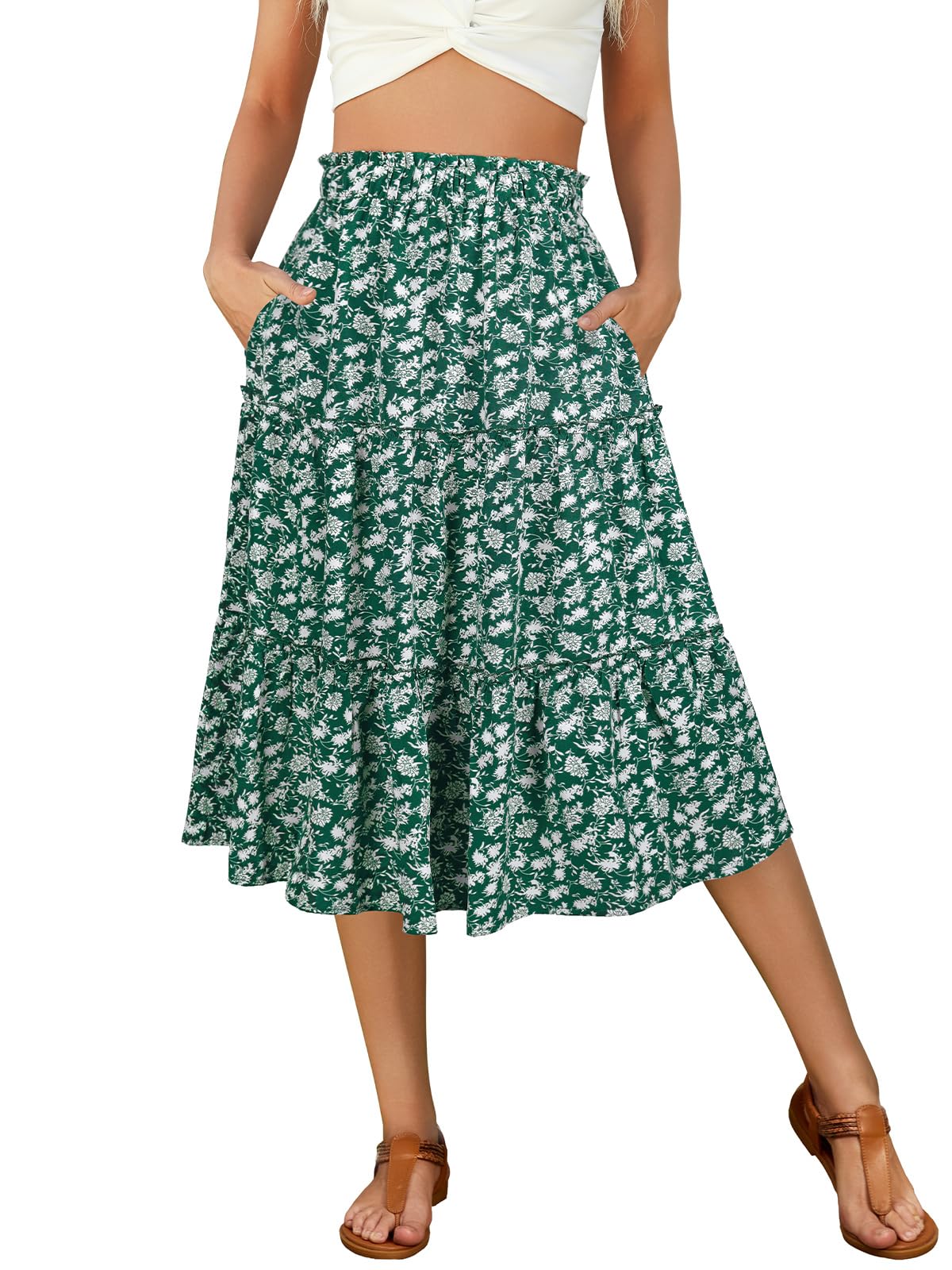 Berydress Midi Skirts for Women 2026 High Waist Casual Summer Boho Skirt