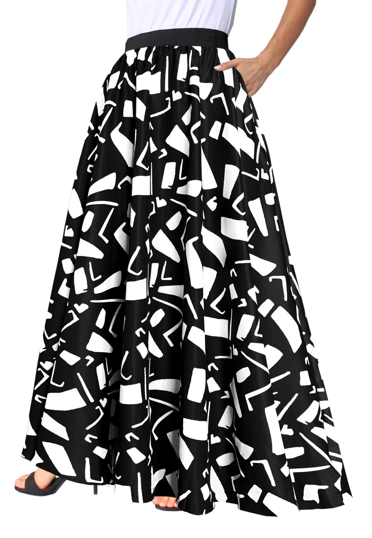Afibi Women African Skirt Printed Ankara Maxi Skirt Dashiki Long Skirts with Pockets