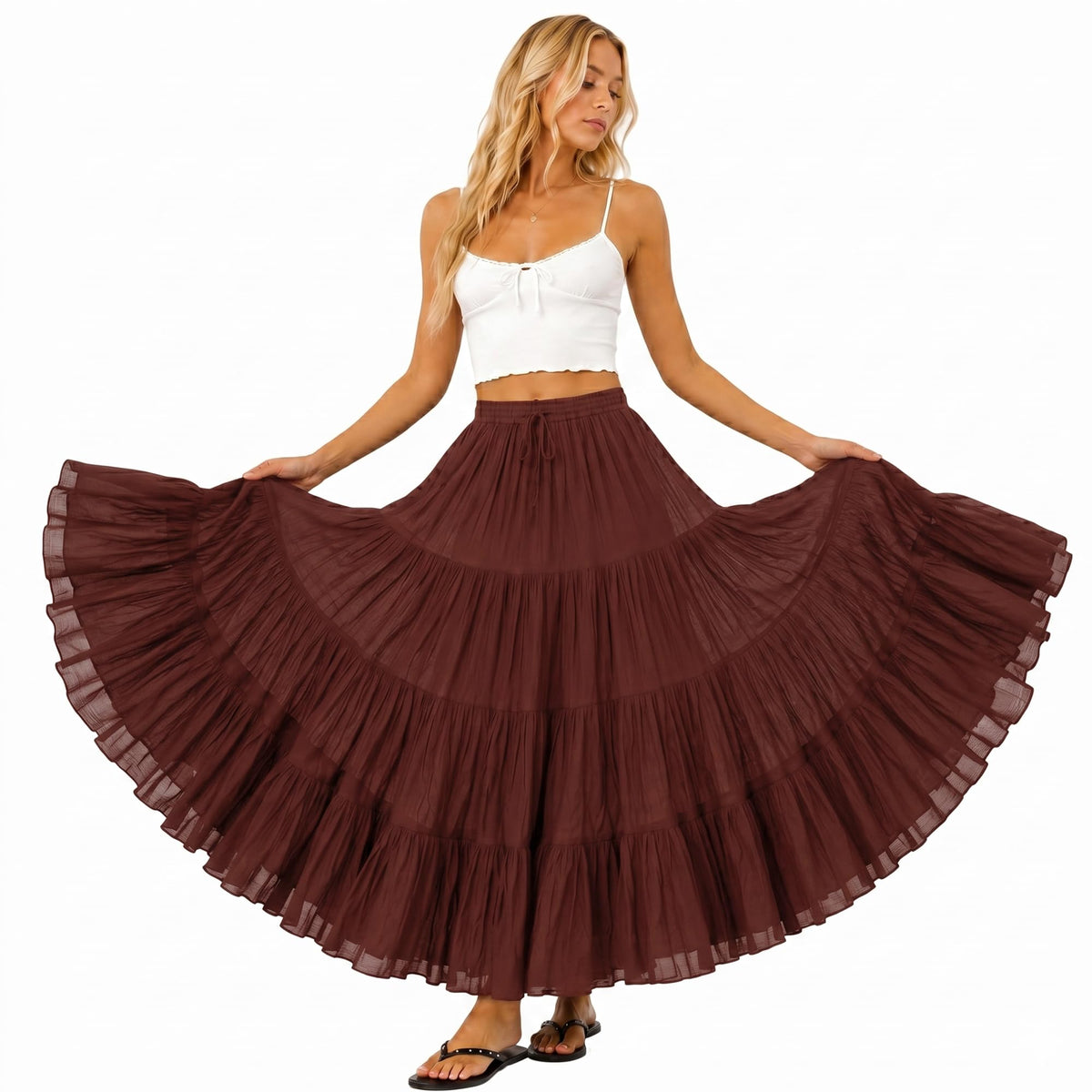 Women's 25 Yard Cotton Gypsy Skirt Boho Belly Dance Maxi Long Skirt