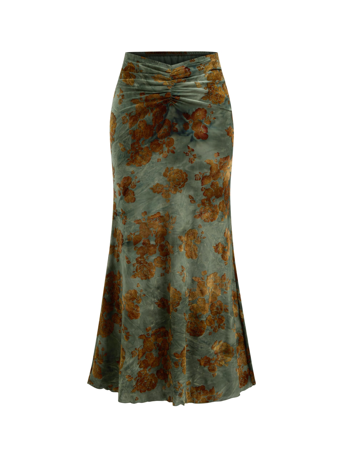 CIDER High Waist Skirts for Women Mermaid Skirt Fishtail Ruched Bodycon Long Maxi Skirt Lettuce Trim Stretchy