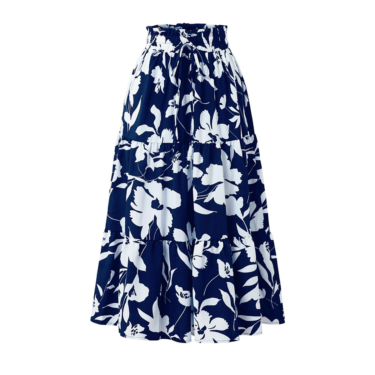 Boho Long Skirts for Women Summer Flowy Pleated A Line Floral Maxi Skirt Y2k Comfy Tiered Elastic High Waisted Skirts