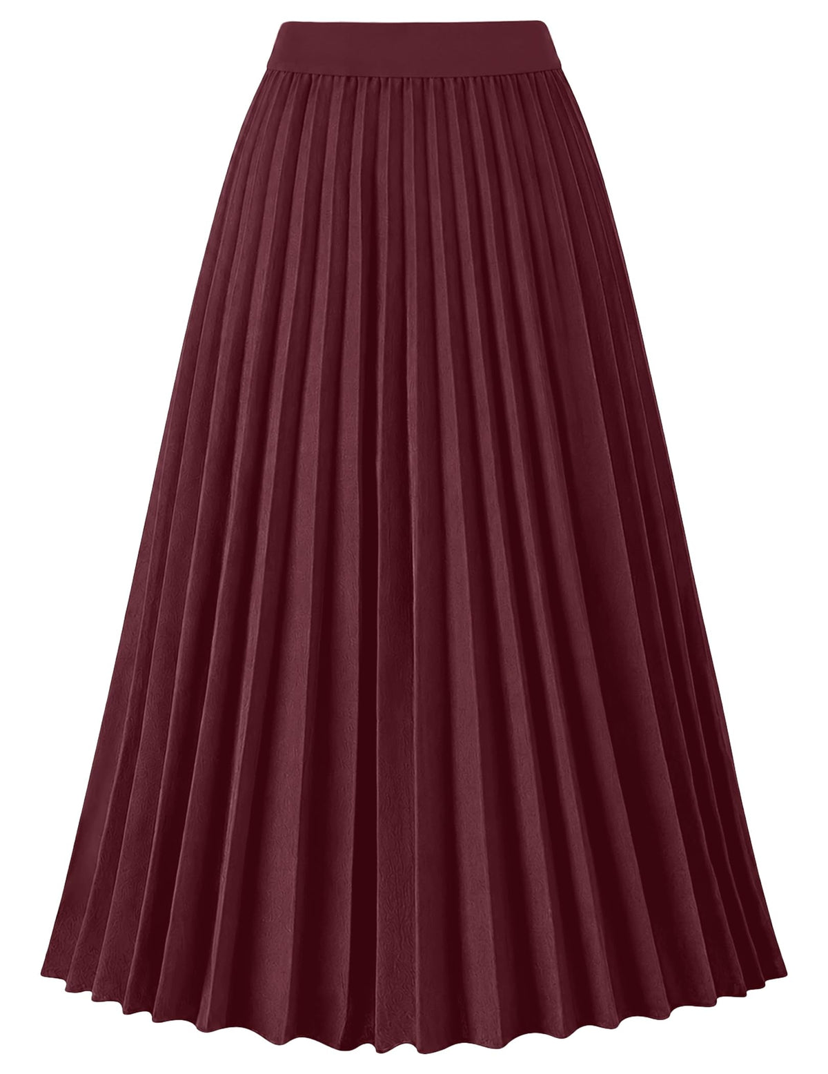 Pleated Midi Skirts for Women High Waist Knee Length Skirt