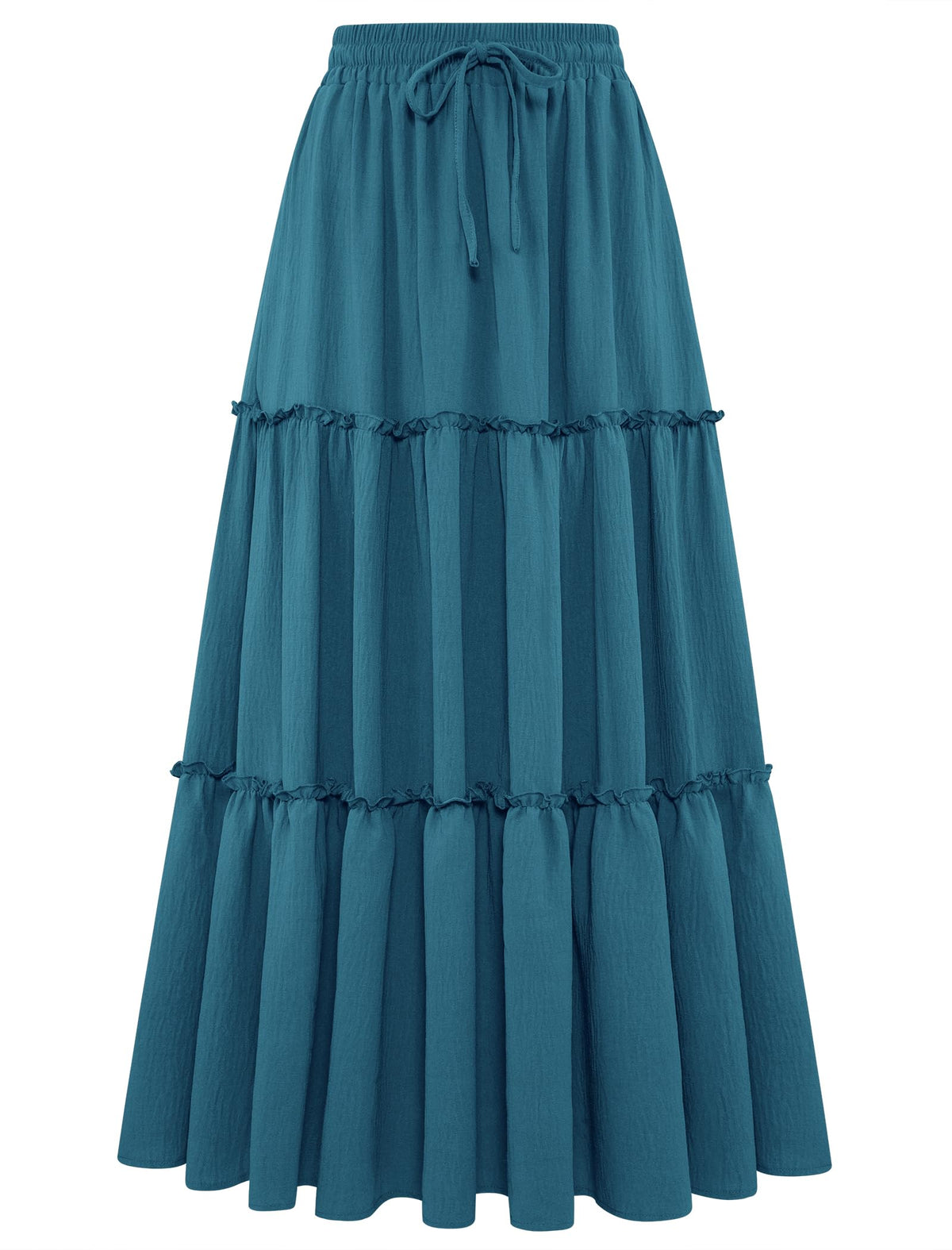 Arolina Women's Summer Maxi Skirt Trendy High Waist Pleated Ruffle Long Skirts Flowy Beach Boho Skirt Dress with Pockets