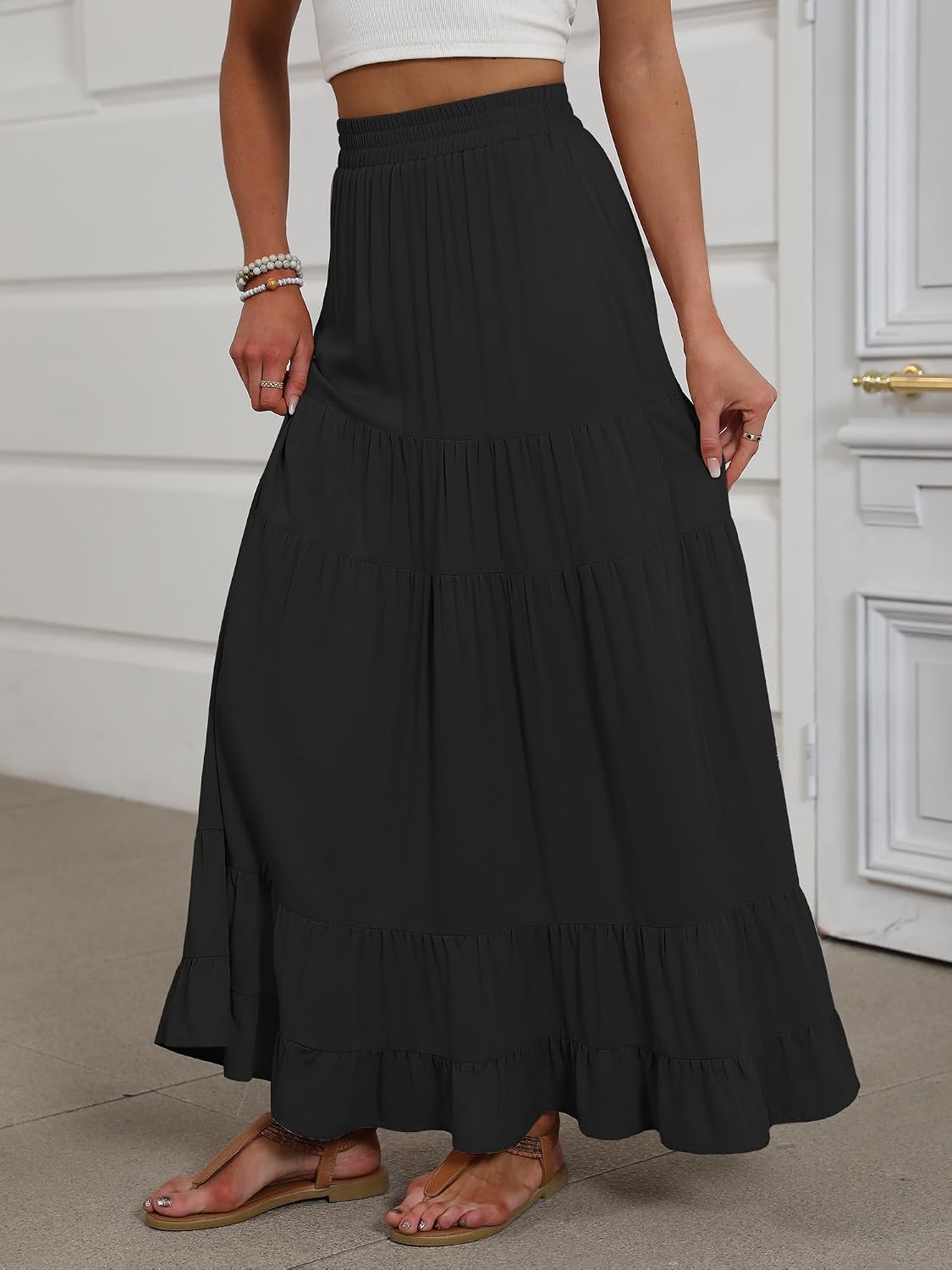 ANRABESS Women’s Summer Flowy Maxi Skirts with Pockets